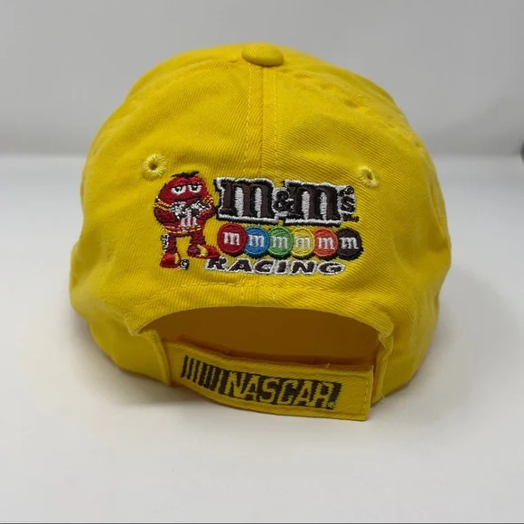 Mens Kyle Busch #18 M&Ms NASCAR Racing Strapback Hat Cap Yellow Adjustable - Picture 4 of 6